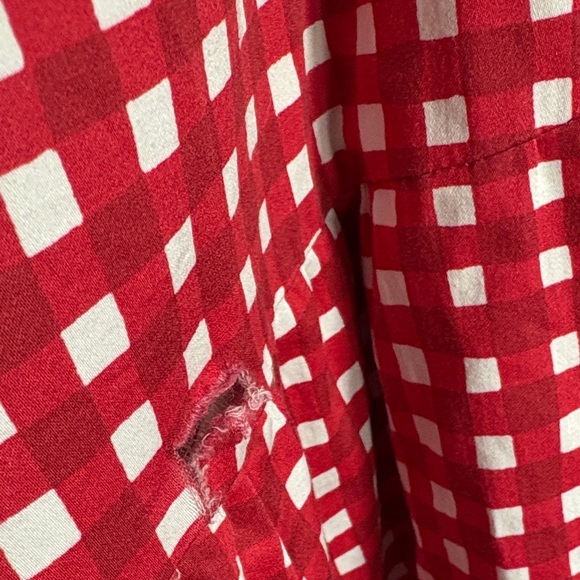 Anthropologie Hutch Drop Waist Red and White Gingham Plaid Midi Skirt 2X Flawed - Picture 7 of 10